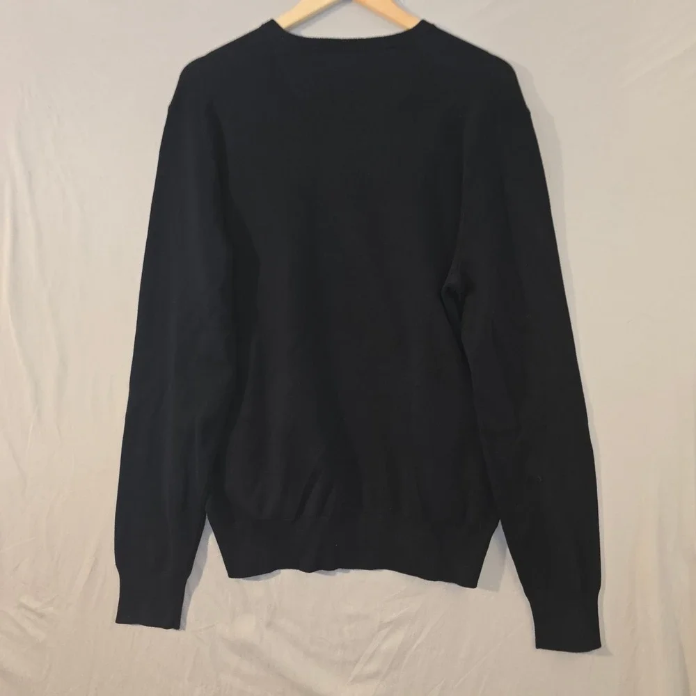 Polo Ralph Lauren Sweater M Men Black Crew Neck Cotton Pony Logo Fall 22